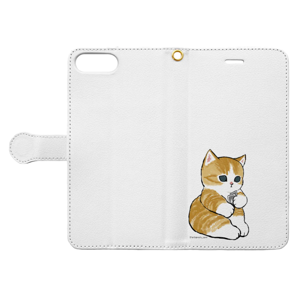 ボードゲームショップあそびばの長考する猫 Book-Style Smartphone Case:Opened (outside)