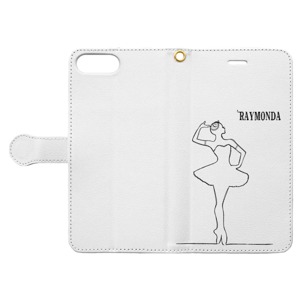 バレエシルエット ballet*pointe_pon*のバレエシルエット 【ライモンダ】BLACKLINE Book-Style Smartphone Case:Opened (outside)