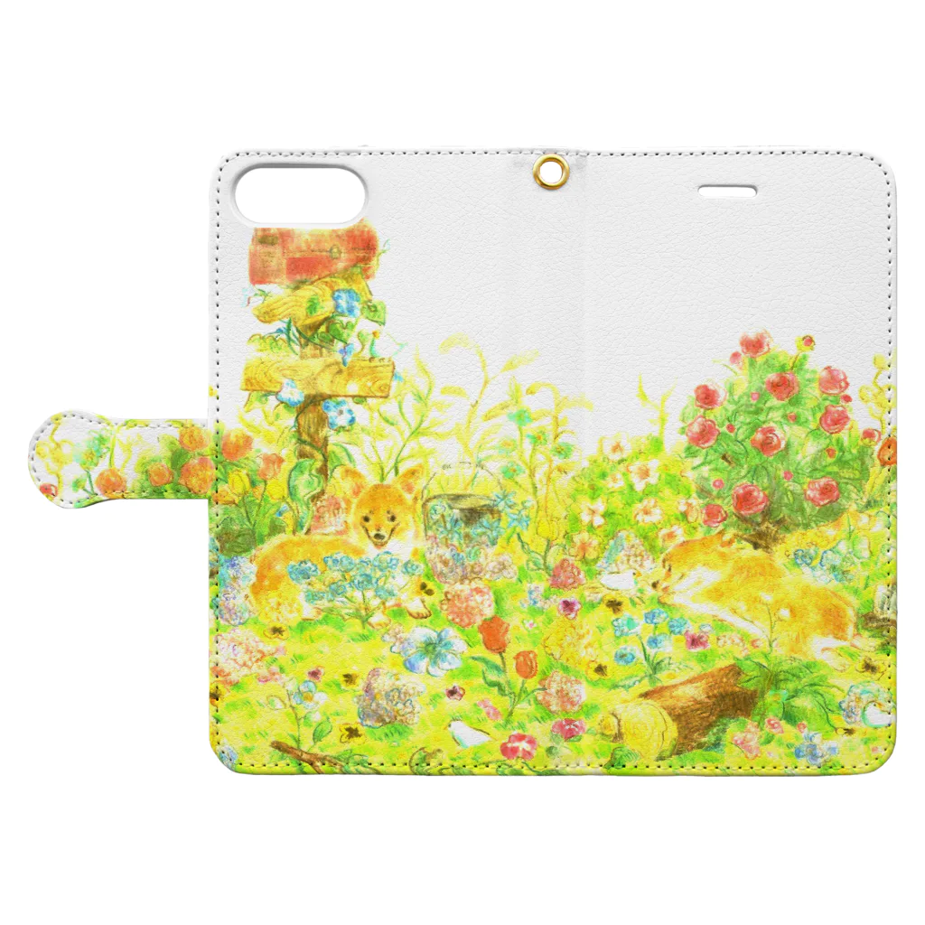 雨凜の【花畑cogie's】手帳型ｹｰｽ Book-Style Smartphone Case:Opened (outside)