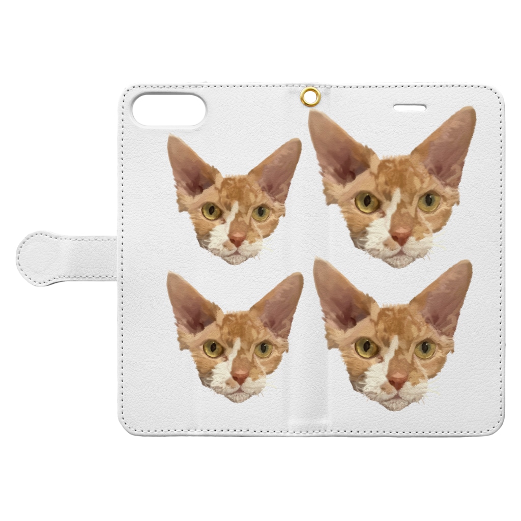 小鳥と映画館のオーダー品 バズちゃん スフィンクス 顔 大2 小2 シール用 他 Book-Style Smartphone Case:Opened (outside)