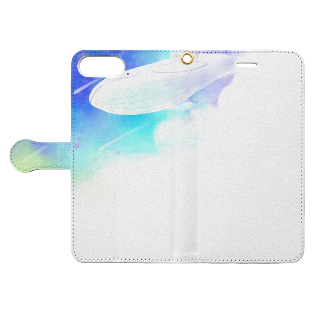 サワネチヒロのショップの空飛ぶ鯨その２ Book-Style Smartphone Case:Opened (outside)
