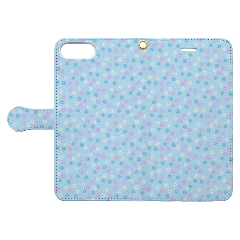 JIGGYの花（ブルー） Book-Style Smartphone Case:Opened (outside)