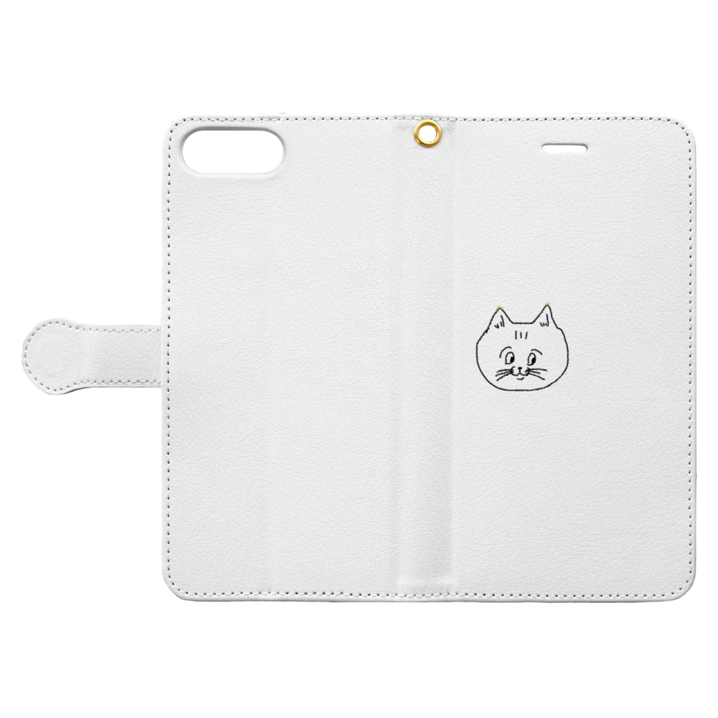 ぷーやんの耳の先っぽふさふさねこ Book-Style Smartphone Case:Opened (outside)