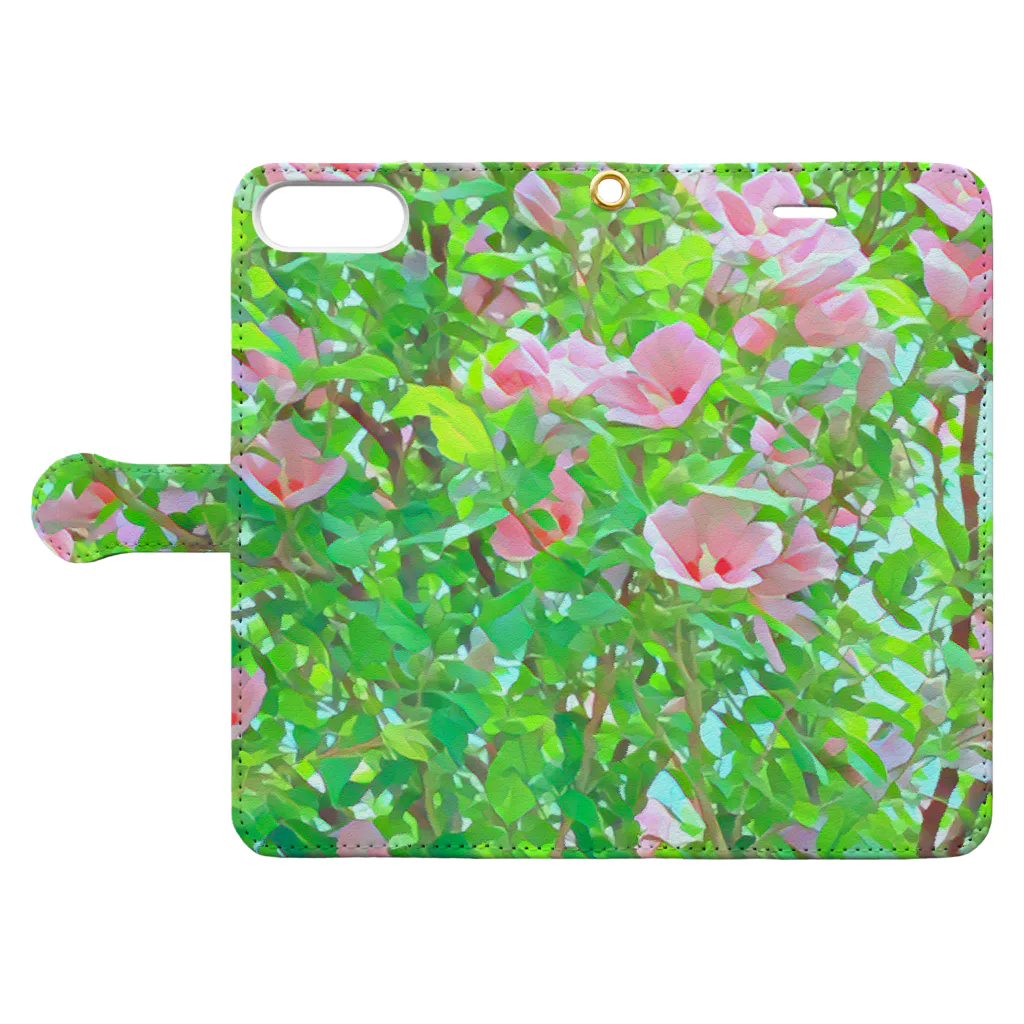 琴璃屋のムクゲの花 Book-Style Smartphone Case:Opened (outside)