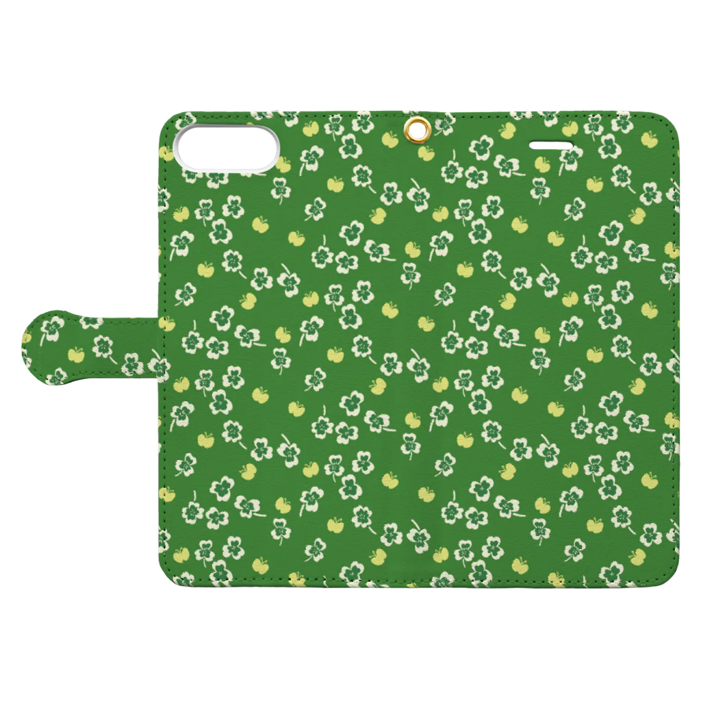 PIRIRITOのClover And Butterfly_green ver. Book-Style Smartphone Case:Opened (outside)