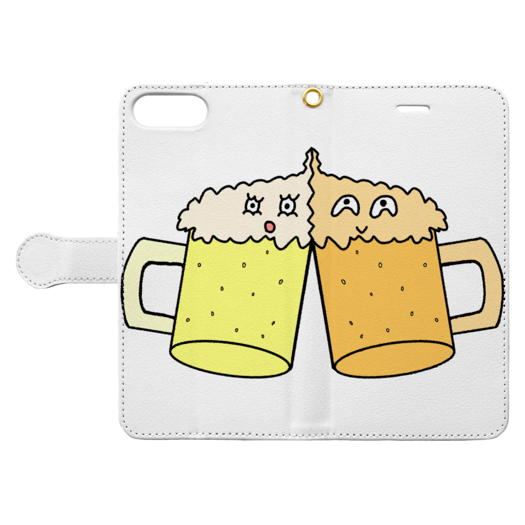 マクマク屋のお絵かきのカンパイ兄弟！！ Book-Style Smartphone Case:Opened (outside)