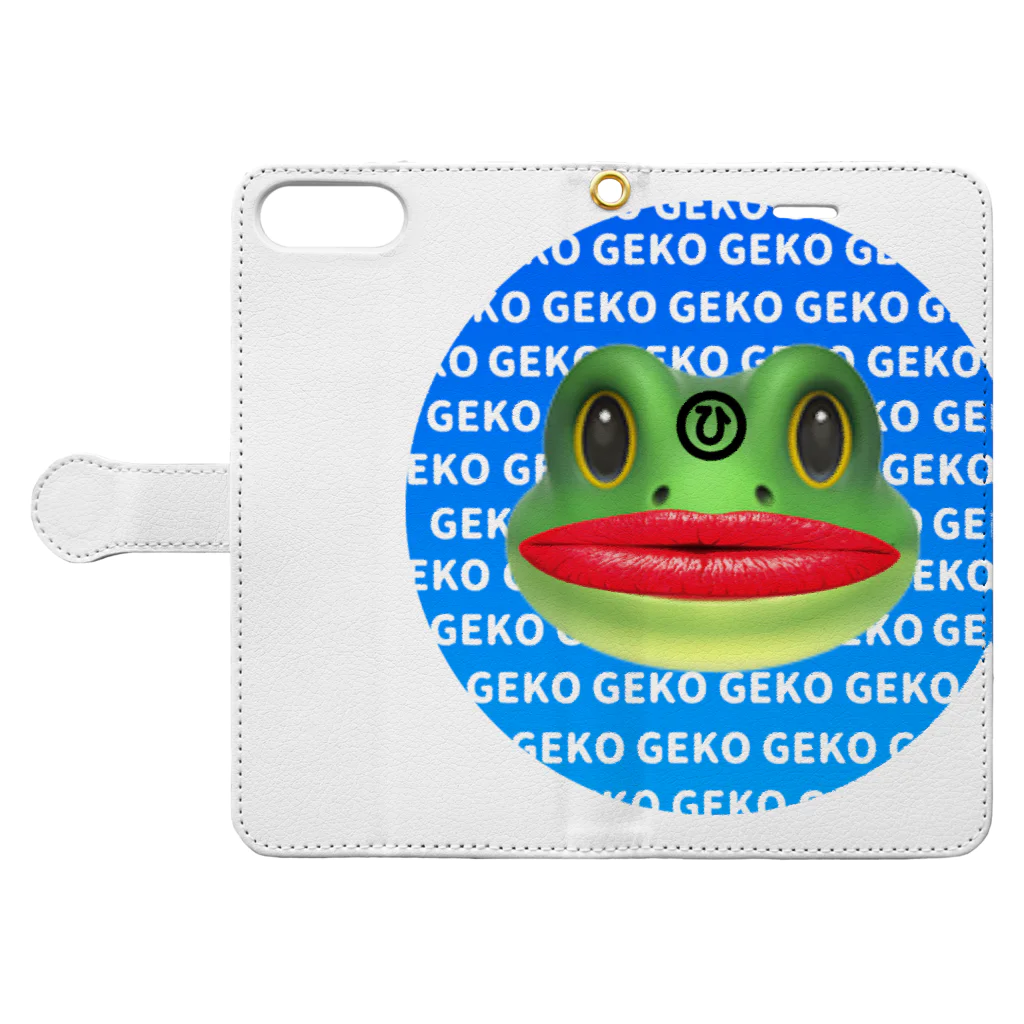 HIIRUKOのGEKO ブルー 手帳型スマホケースを開いた場合(外側)