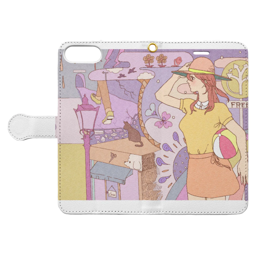 五月の夢と道(ちょっと色違い＆横幅短縮) Book-Style Smartphone Case:Opened (outside)