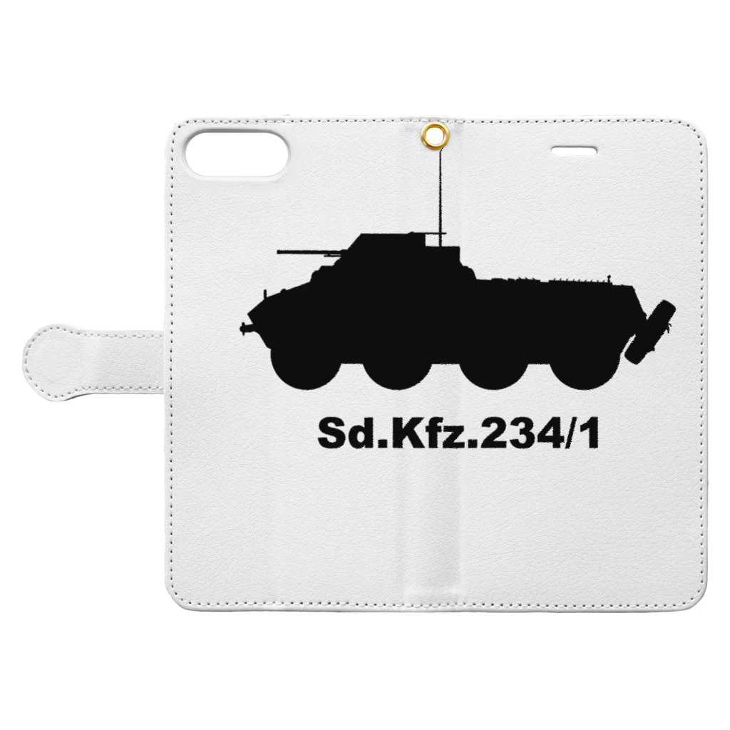 puikkoの8輪装甲車 Sd.Kfz.234/1（黒） 手帳型スマホケースを開いた場合(外側)