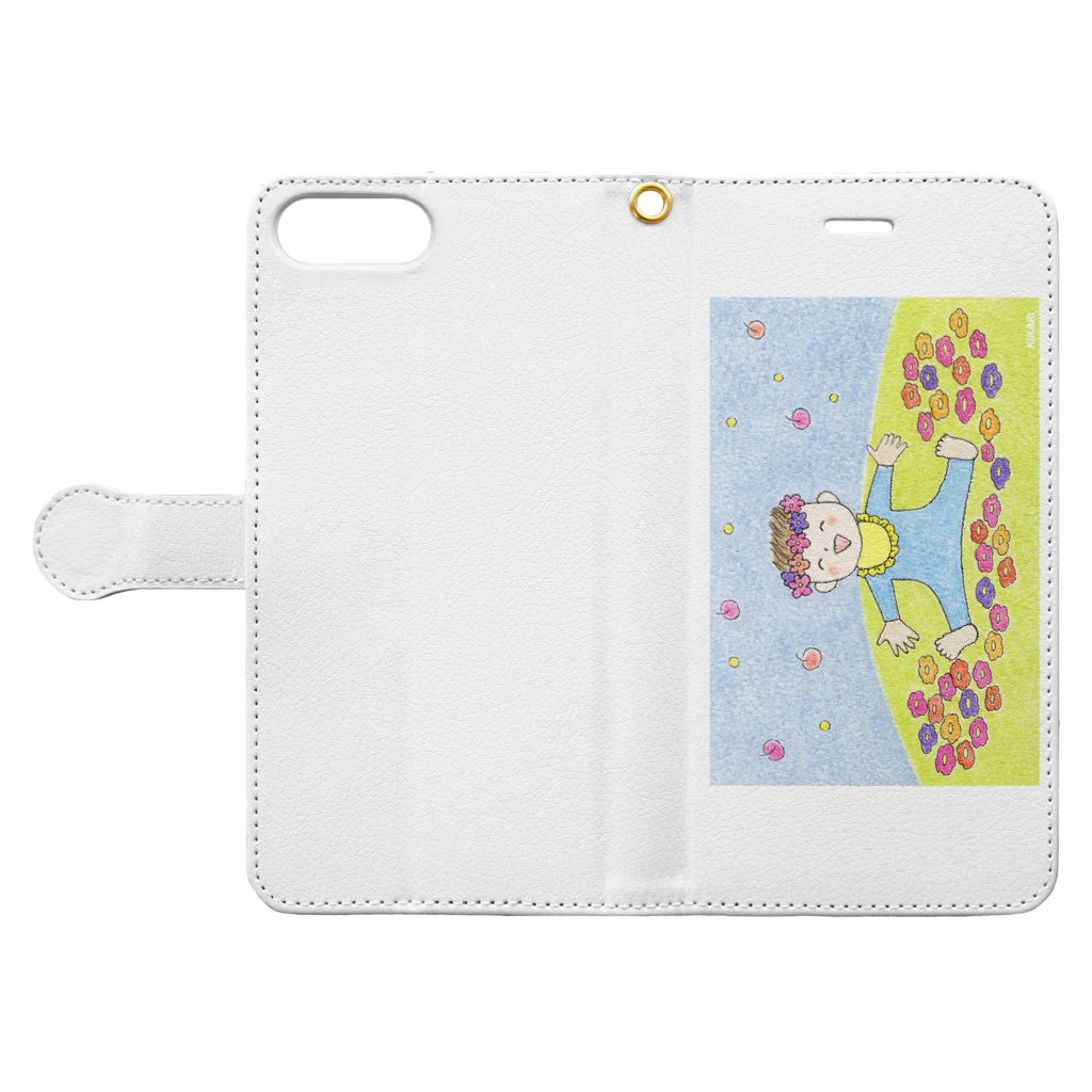 KIRARIの夢色雑貨屋さんの「ボクのお花畑」 Book-Style Smartphone Case:Opened (outside)