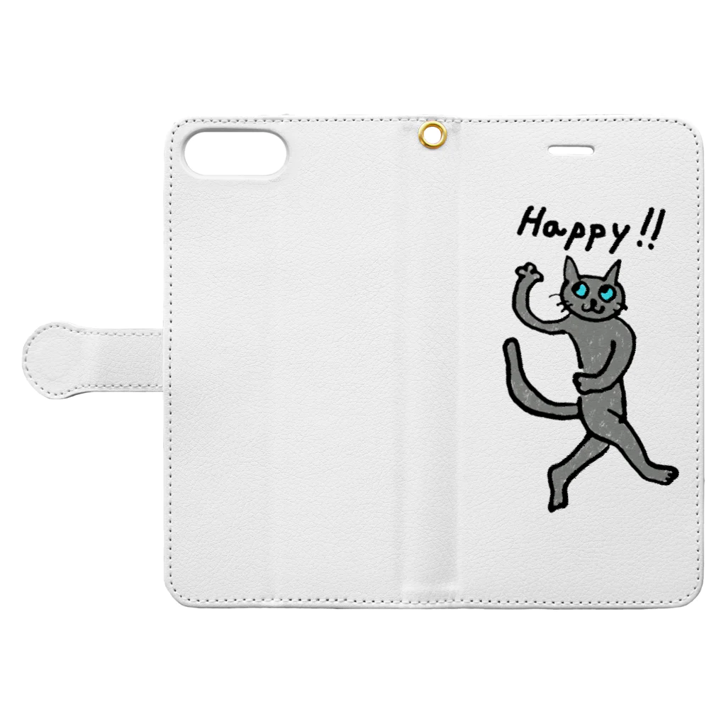 はにゃのハッピーキャット Book-Style Smartphone Case:Opened (outside)