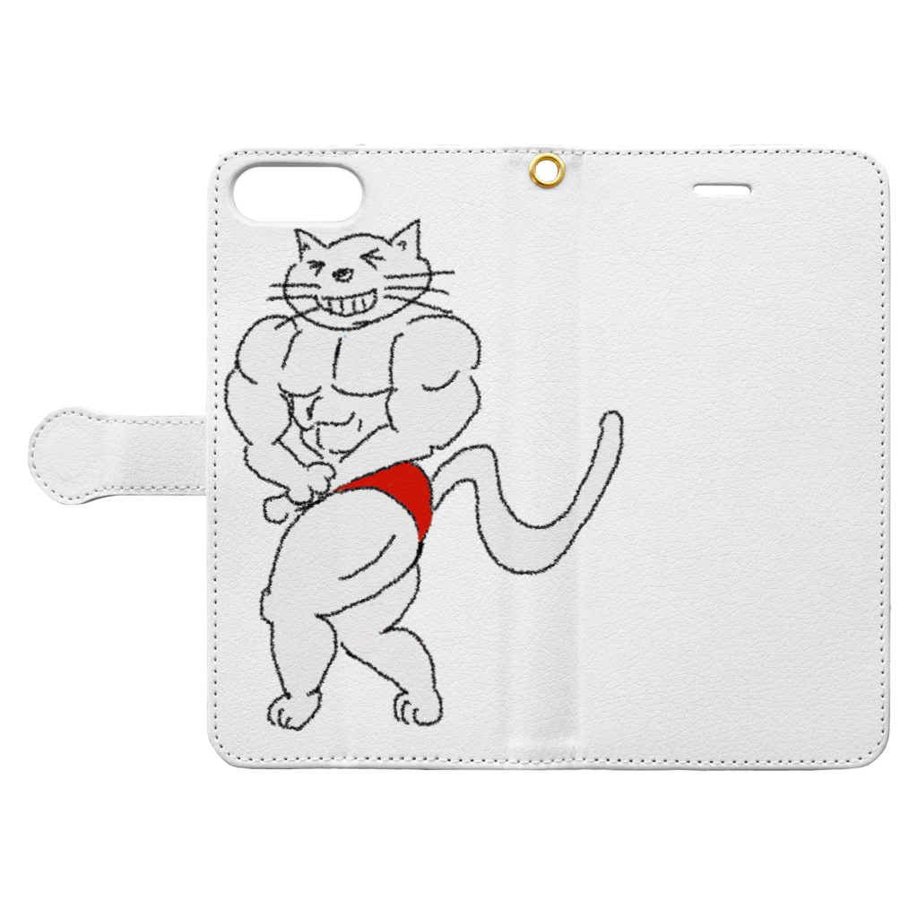 地域猫　那珂川 ねこ ネットワークの猫ニャッチョ💪(KAZU) Book-Style Smartphone Case:Opened (outside)