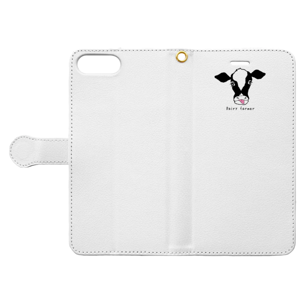 Himawari farmの牛さんグッズ🐄 Dairy farmer 手帳型スマホケースを開いた場合(外側)