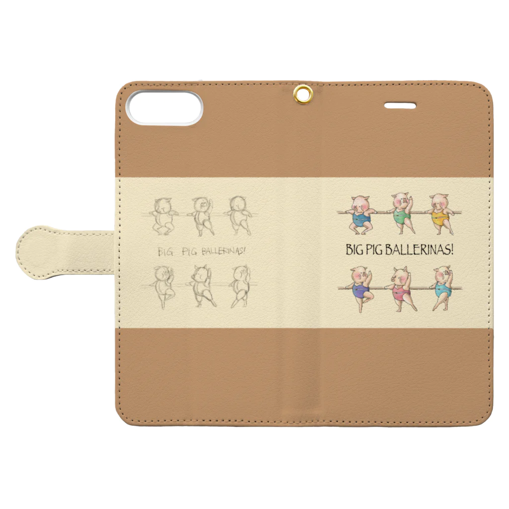 atelier✳︎miraのBAR  LESSON  PIGS：sketch&colored Book-Style Smartphone Case:Opened (outside)