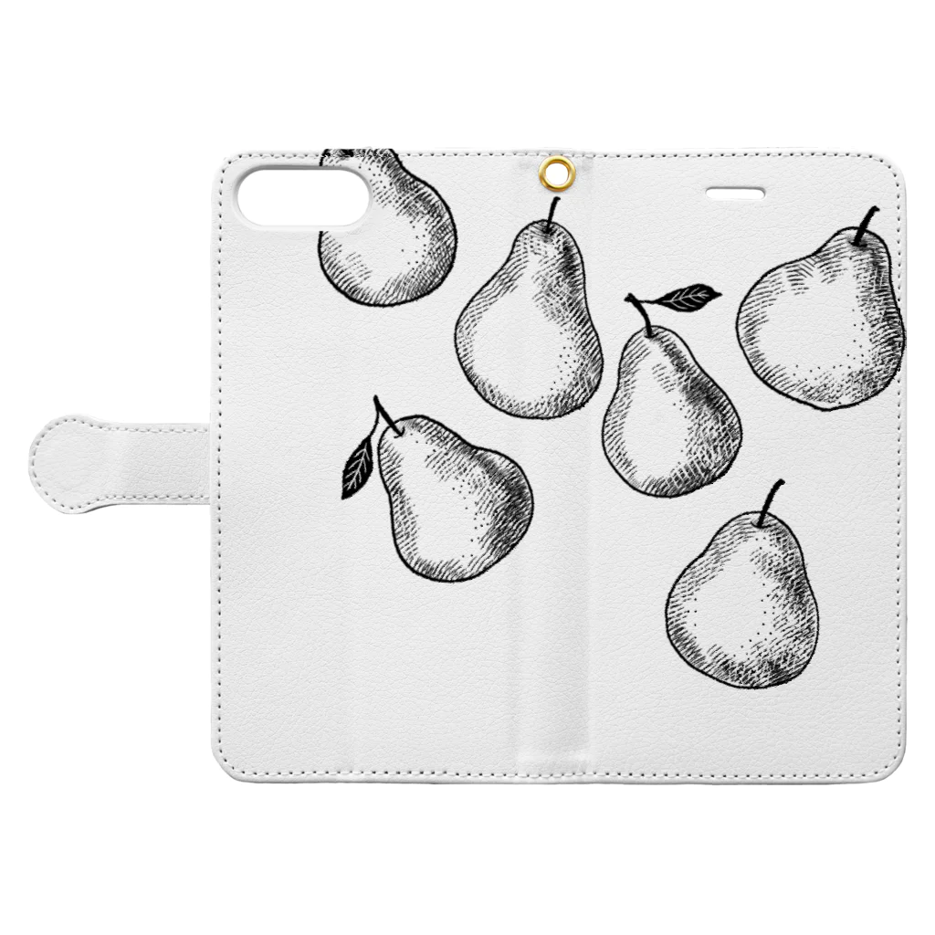 k_oの洋梨 pears 手帳型スマホケースを開いた場合(外側)