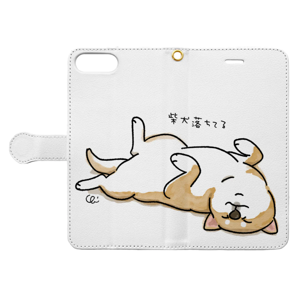 chizuruの柴犬落ちてる（茶柴） Book-Style Smartphone Case:Opened (outside)