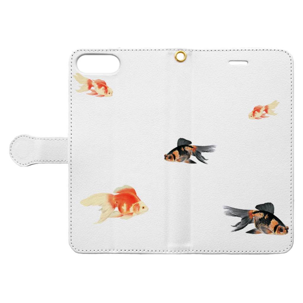 海賊猫 cocoの『夏祭り』 夏 琉金 金魚 金魚すくい 浮世絵 Book-Style Smartphone Case:Opened (outside)