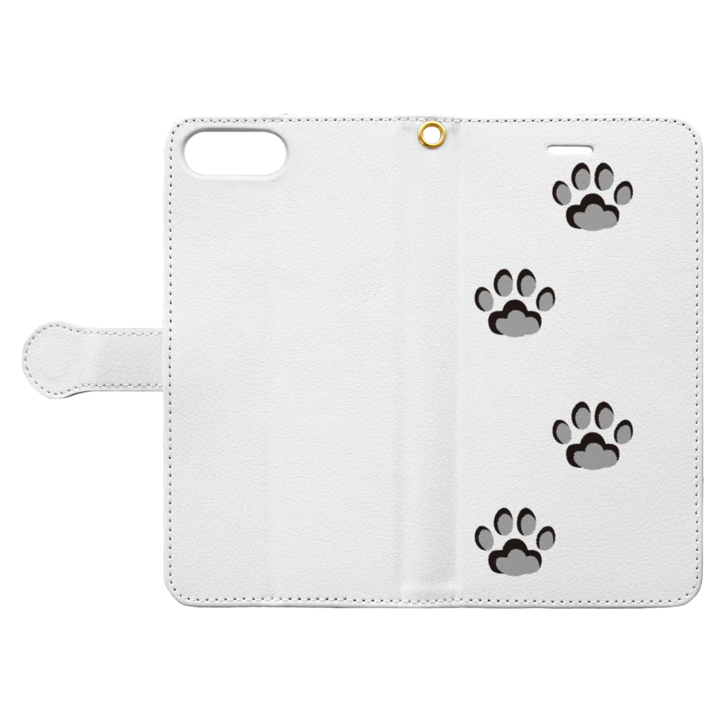 Baby Tigerの猫のあしあと2(タテ) Book-Style Smartphone Case:Opened (outside)