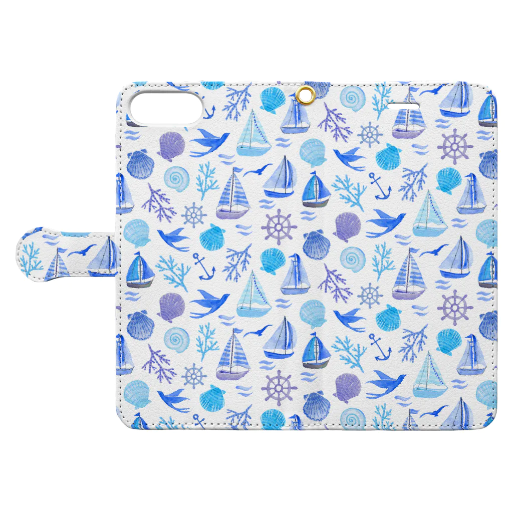 Julia_Madokaの夏の海（ブルーバージョン） Book-Style Smartphone Case:Opened (outside)