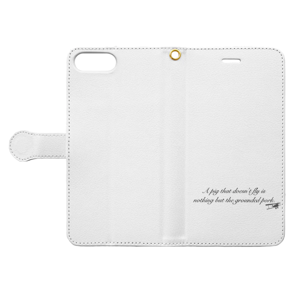 GCFactoryの飛ばねえ豚はただの豚だ（英語） Book-Style Smartphone Case:Opened (outside)