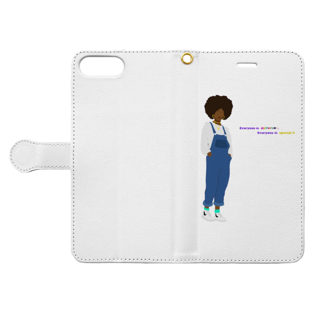 GROOGIE BASEのEveryone is different, everyone is special!! Book-Style Smartphone Case:Opened (outside)