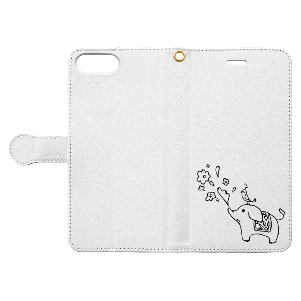 かんかん♪まーと＊。のゾウさんとお花 Book-Style Smartphone Case:Opened (outside)