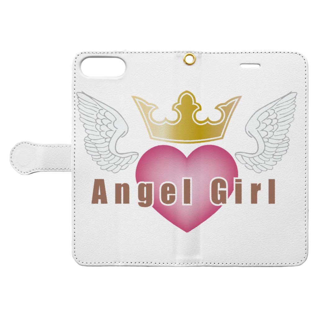 エンジェルガール（angelgirl）のエンジェルガール 手帳型スマホケースを開いた場合(外側)