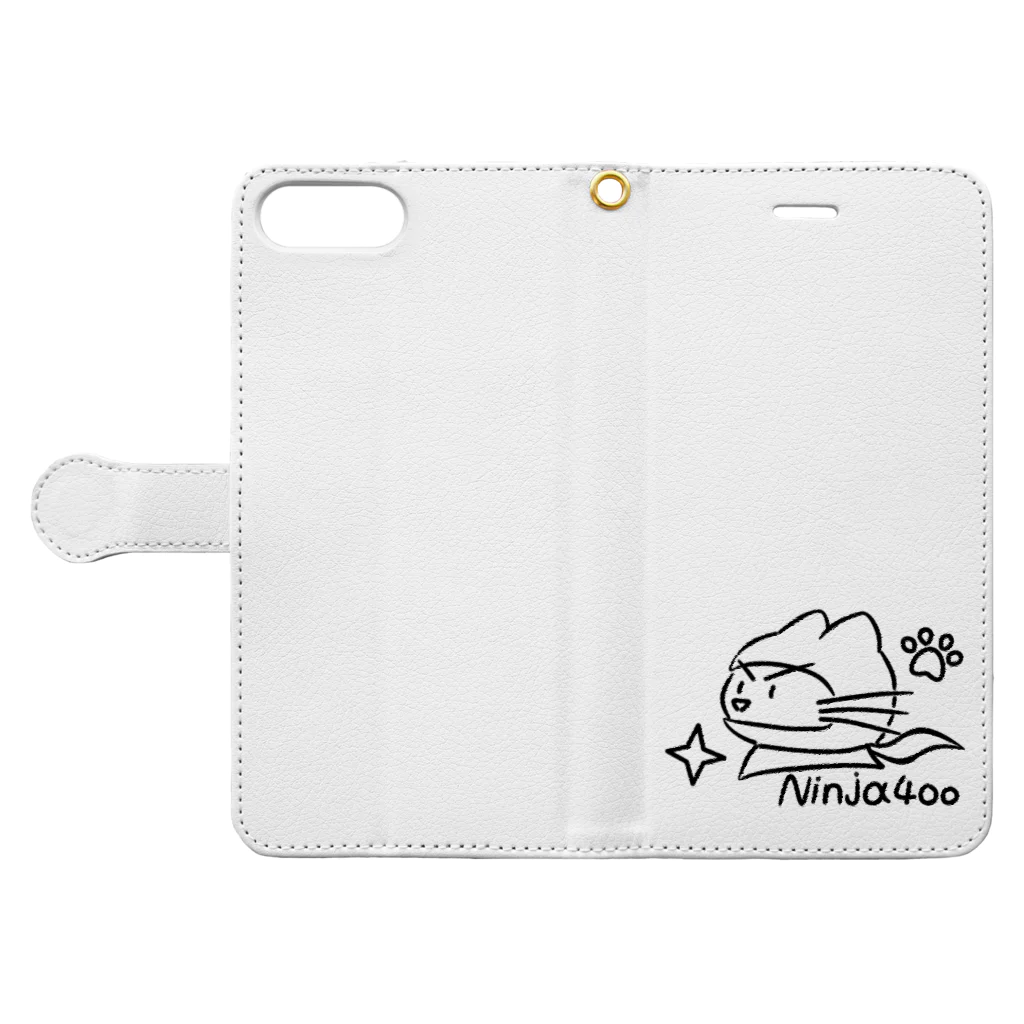森里鷹乃の忍者猫（ninja400) Book-Style Smartphone Case:Opened (outside)