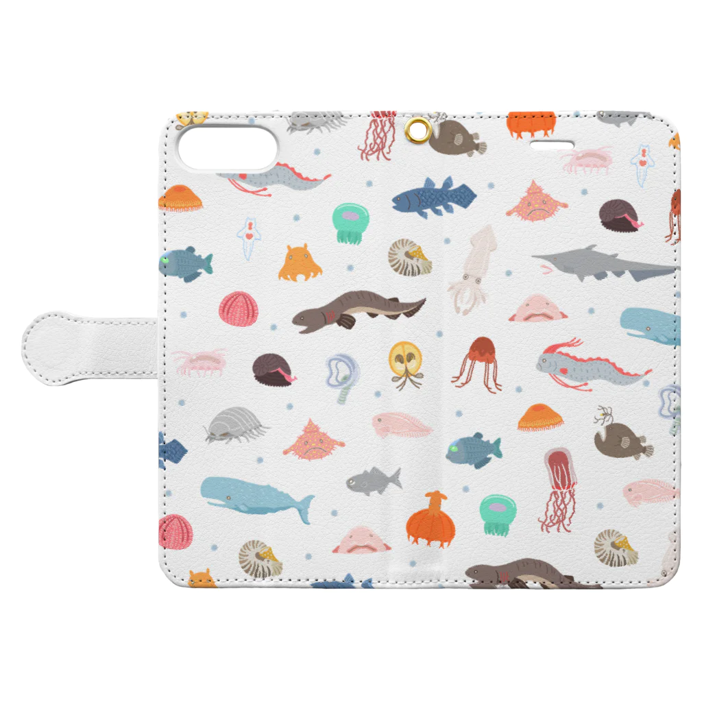 深海Collectiteの深海生物集合（パステル） Book-Style Smartphone Case:Opened (outside)