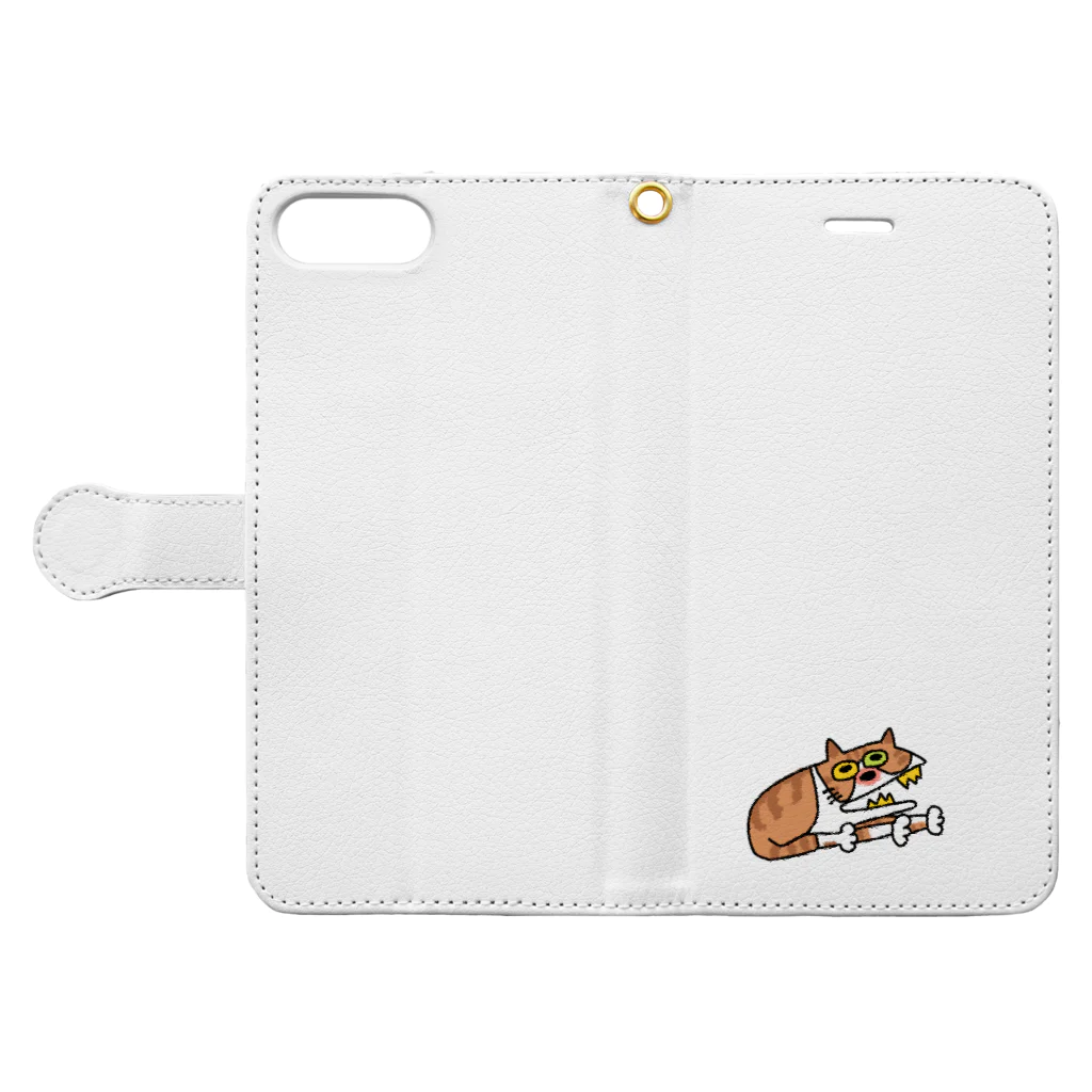 ぴょろりんちょ🐤のスコティッシュに似なかったにゃあああキテレツねこ Book-Style Smartphone Case:Opened (outside)