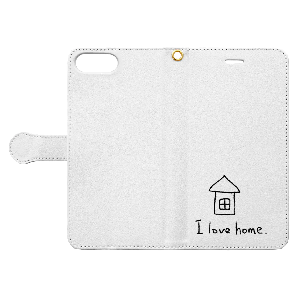 シンプル屋さんのI love home． Book-Style Smartphone Case:Opened (outside)