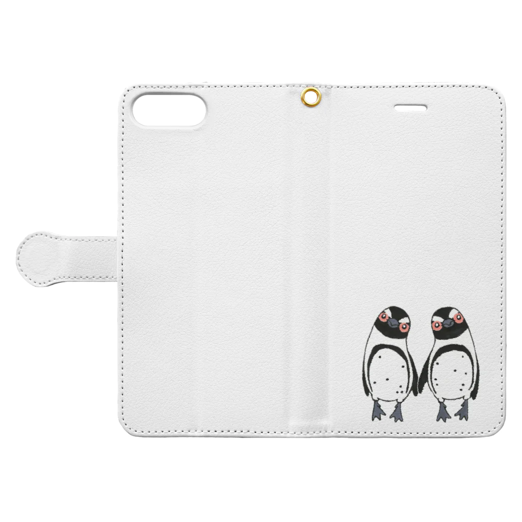 penguininkoの手繋ぎケープペンギンのカップル🐧❤️🐧 Book-Style Smartphone Case:Opened (outside)