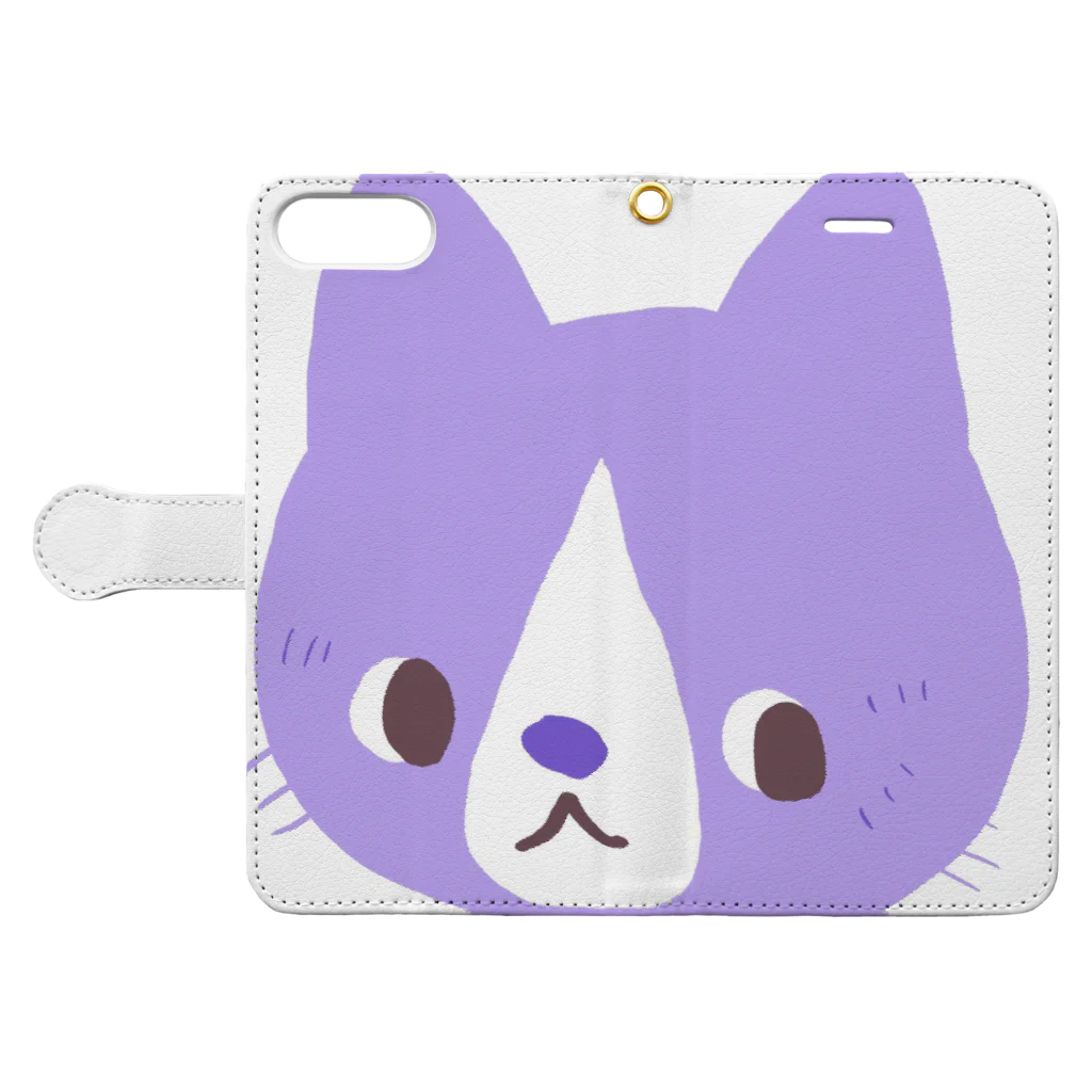 保護猫もいねこのどデカくれよん猫 3 Book-Style Smartphone Case:Opened (outside)