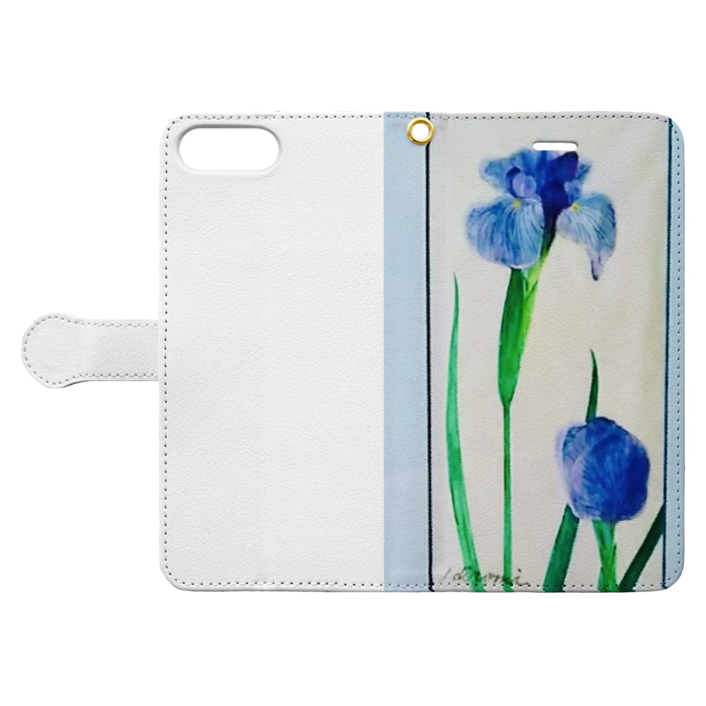 アトリエひろの花菖蒲 Book-Style Smartphone Case:Opened (outside)