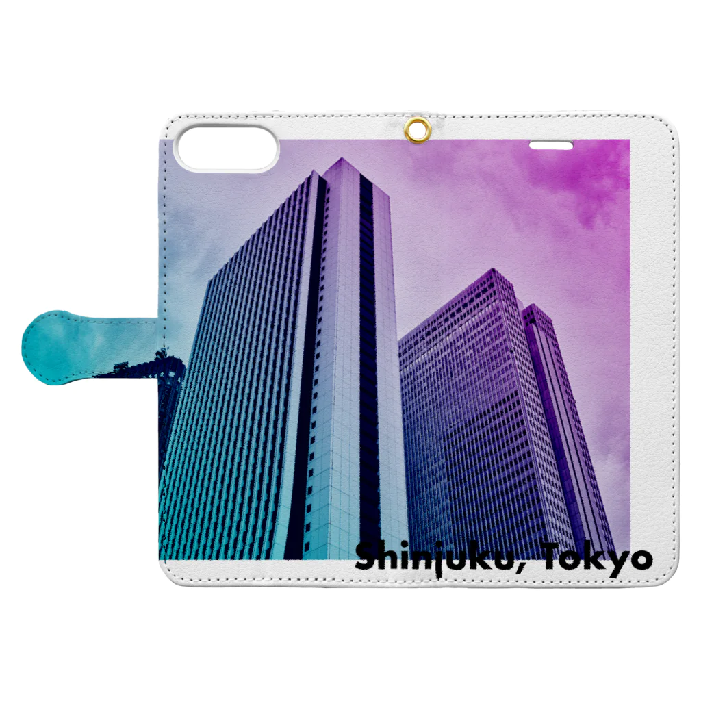 東京シティポップ_TOKYO CITY POPの東京シティポップ_Shinjuku Book-Style Smartphone Case:Opened (outside)