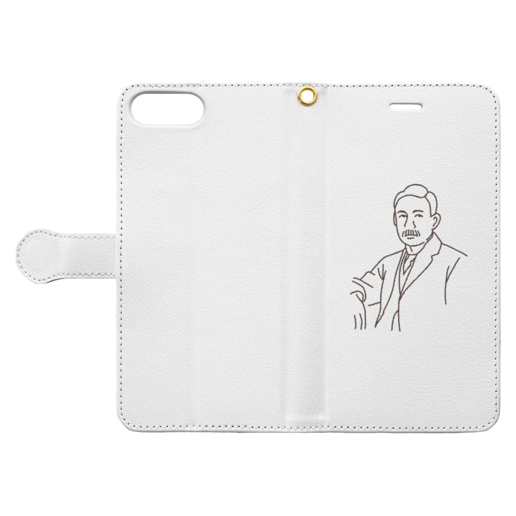 iiiiikustanの夏目の漱石さん。 Book-Style Smartphone Case:Opened (outside)