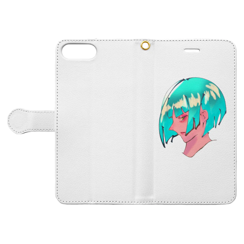 slothのかわいいかっこいい女の子　sloth  Book-Style Smartphone Case:Opened (outside)