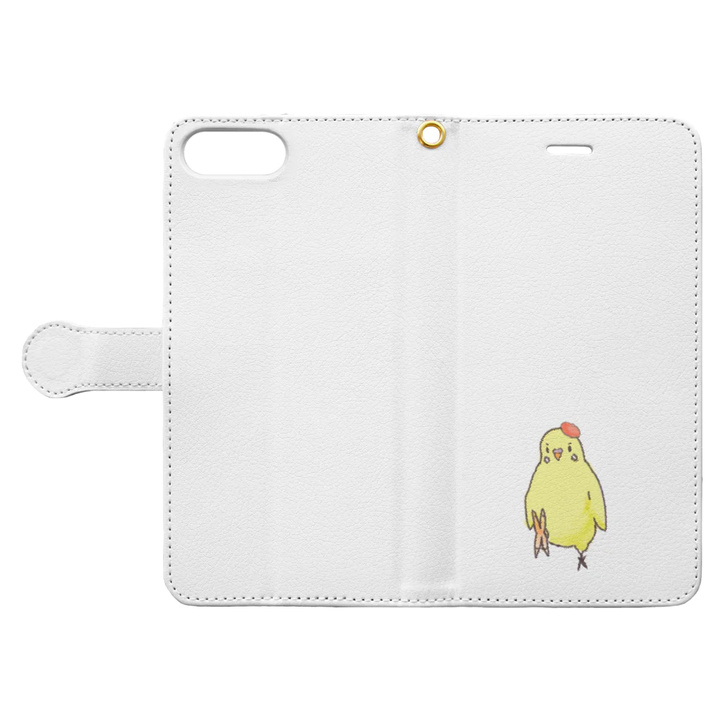 小鳥のほっぺのピヨちゃんキック Book-Style Smartphone Case:Opened (outside)