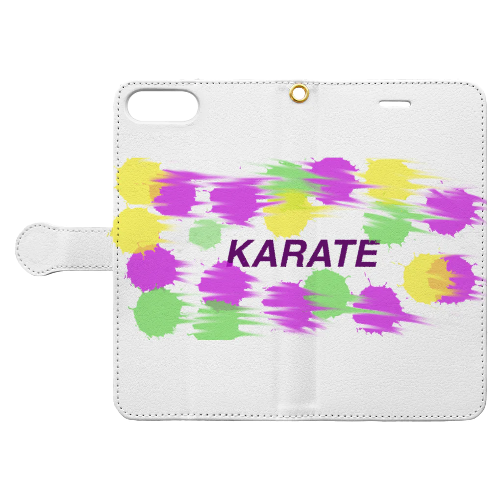 空手好きのチコの空手ドットKARATE 手帳型スマホケースを開いた場合(外側)