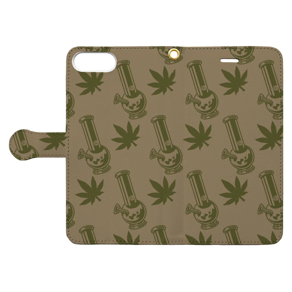 420 MUSIC FACTORYのBong & Cannabis （ボングとカナビス） Book-Style Smartphone Case:Opened (outside)