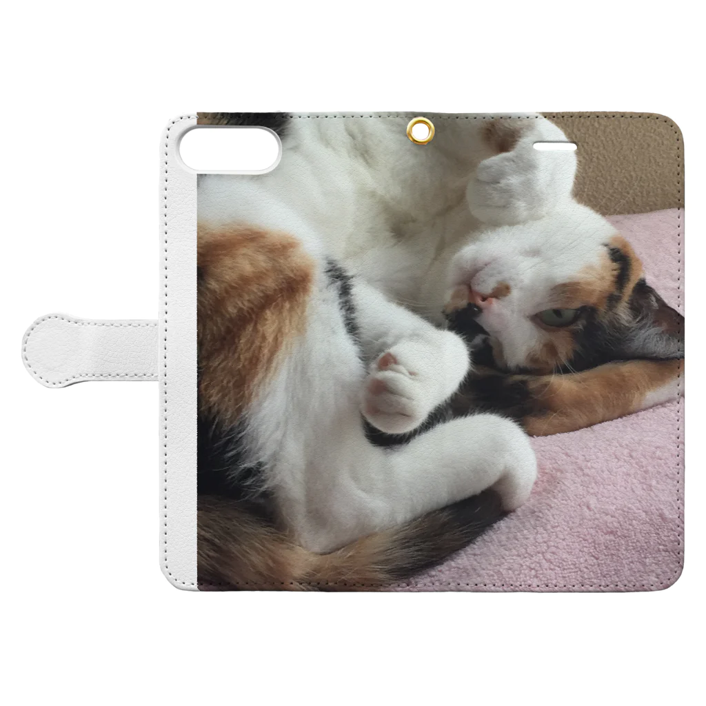 モモさんショップの愛猫モモ Book-Style Smartphone Case:Opened (outside)