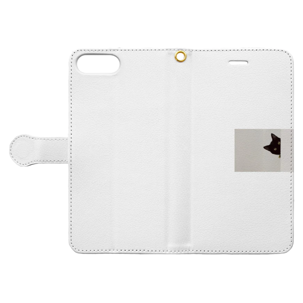rui-tari-peaceのひょっこりくろねこ Book-Style Smartphone Case:Opened (outside)