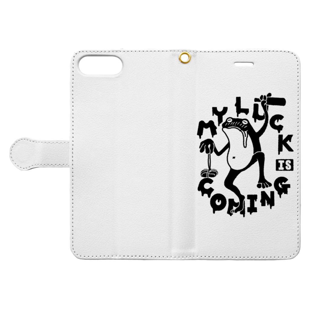 MY LUCK IS COMING.の酔いどれラックくん Book-Style Smartphone Case:Opened (outside)