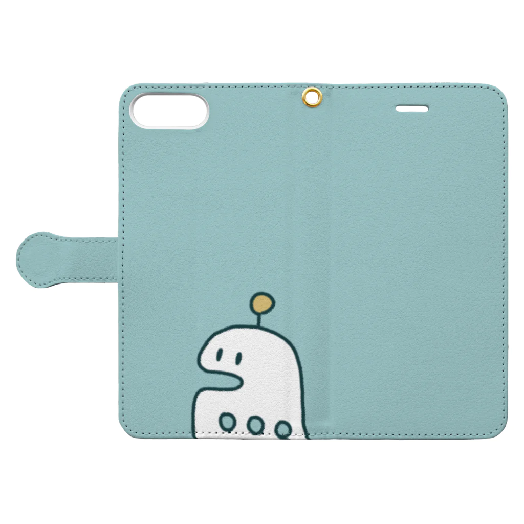 ふむじまのぱぺぷ　ブルー Book-Style Smartphone Case:Opened (outside)