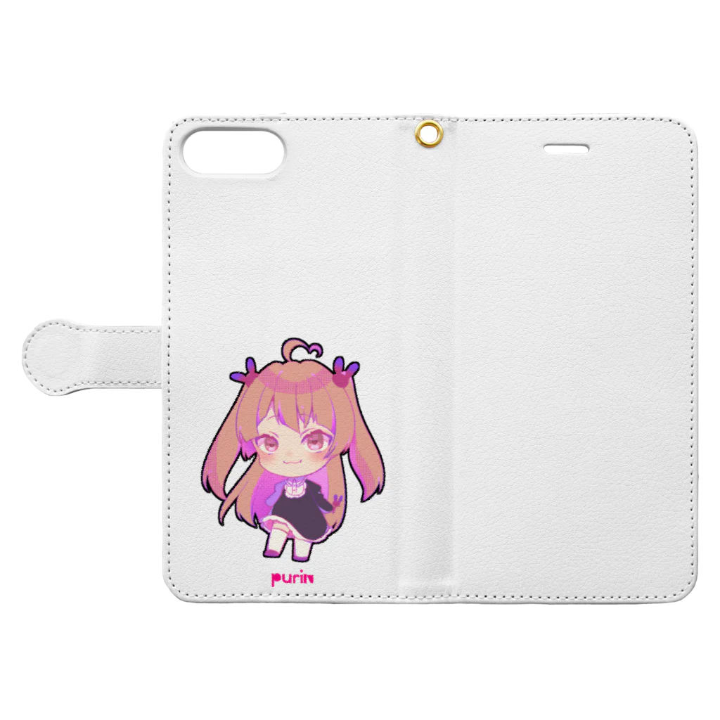 Rimε・●・зstoreのぷりんちゃん Book-Style Smartphone Case:Opened (outside)