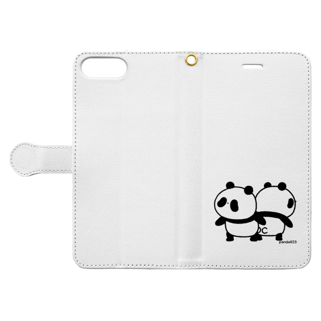 パンダ６２３のどこどこ？ Book-Style Smartphone Case:Opened (outside)