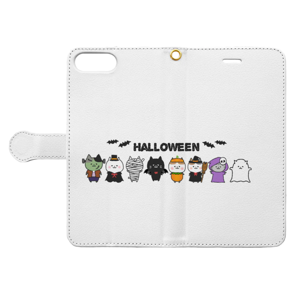 もちぱっちのHalloween🎃ねこさん Book-Style Smartphone Case:Opened (outside)