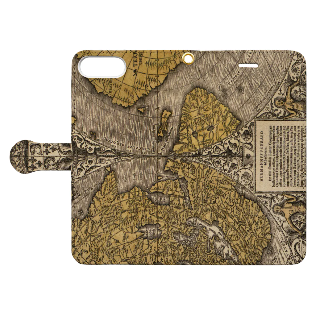 smartphone_PublicDoのVintage world map 1531 Book-Style Smartphone Case:Opened (outside)