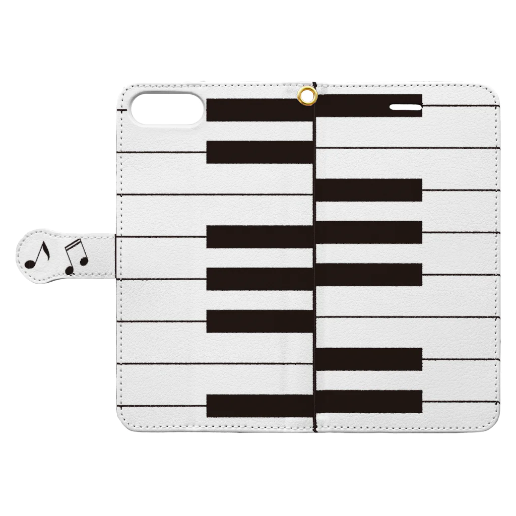 chicodeza by suzuriのピアノの鍵盤模様のスマホケース Book-Style Smartphone Case:Opened (outside)