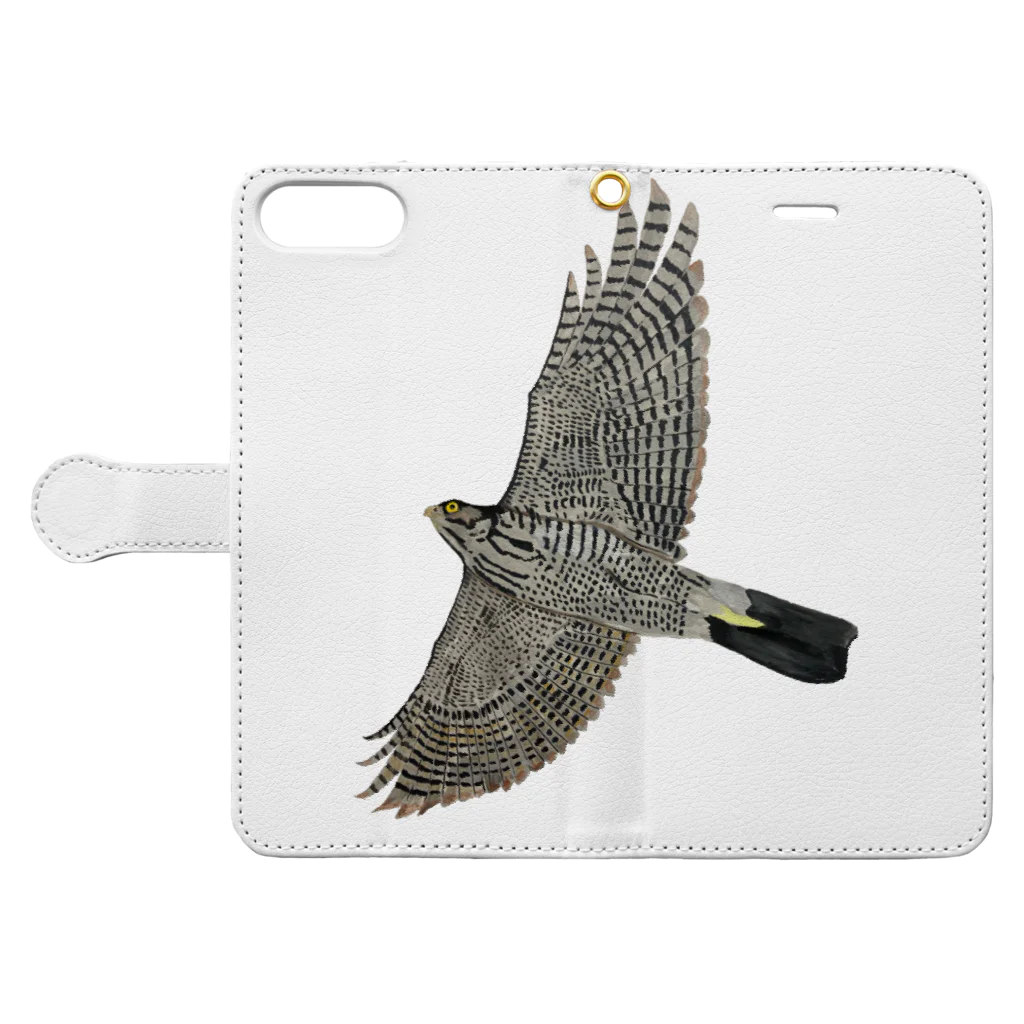 Coshi-Mild-Wildの🪶猛禽類　ツミ　🦅 だぞっ‼️ Book-Style Smartphone Case:Opened (outside)